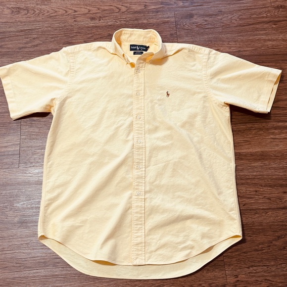 Vintage Ralph Lauren Short Sleeve Button Down Casual Cotton Shirt Yellow Medium - Picture 2 of 12